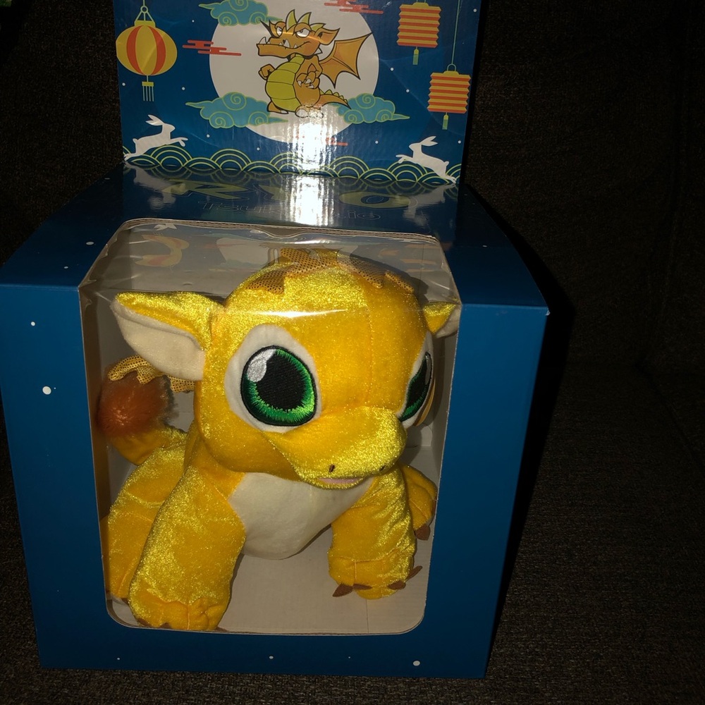 Golden Dragon Plush with Green Eyes